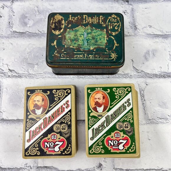 Vintage 70s Jack Daniels Gentleman’s Playing Cards Collector Tin 2 Deck Of Cards - Picture 1 of 15